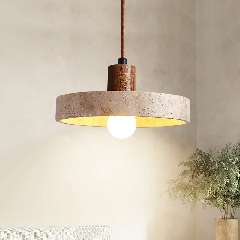 Vintage Wabi-Sabi Stone Pendant Light – Natural Elegance with Warm LED Glow