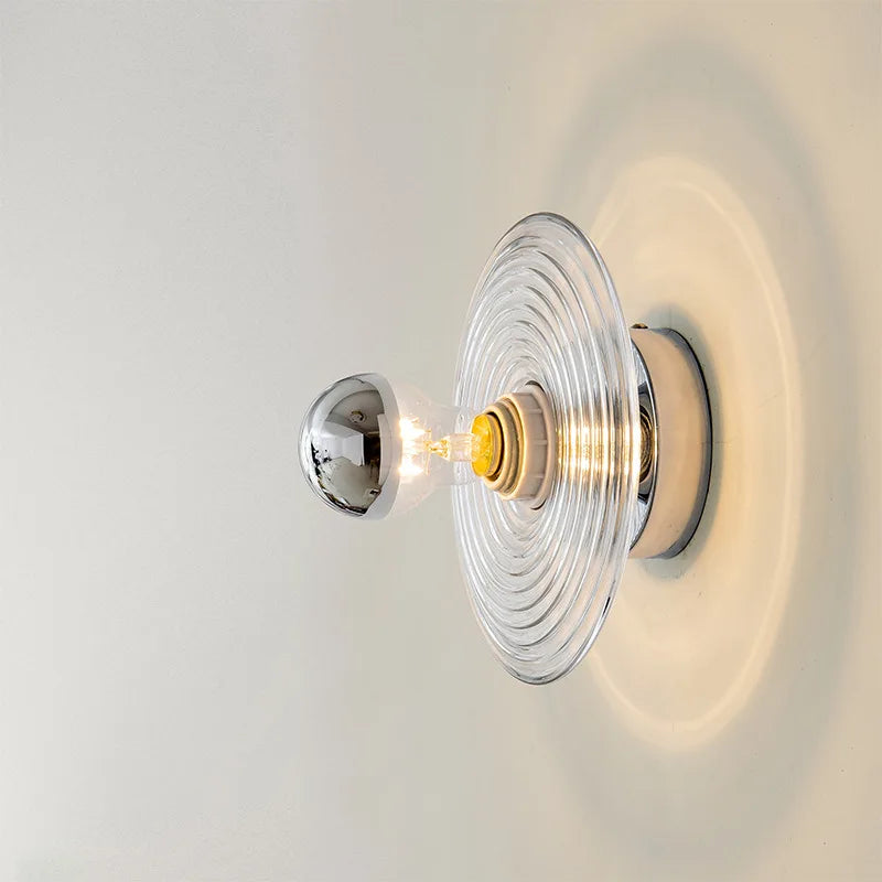 Vintage Ripple Glass Wall Sconce – Timeless Elegance with a Soft Glow