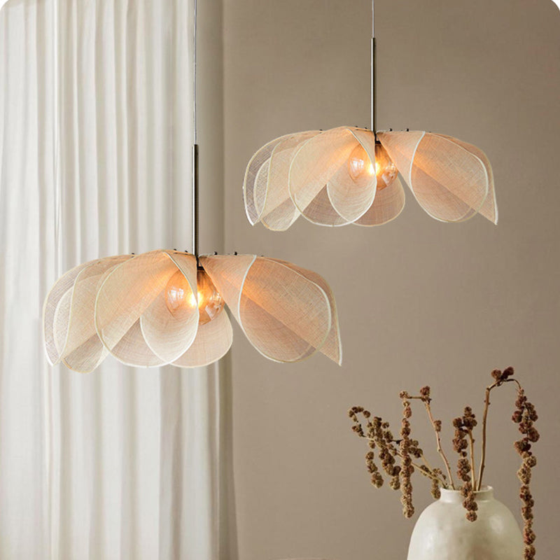 Japandi Flower Lamp – Elegant Fabric Pendant Light with Nordic & Wabi-Sabi Charm
