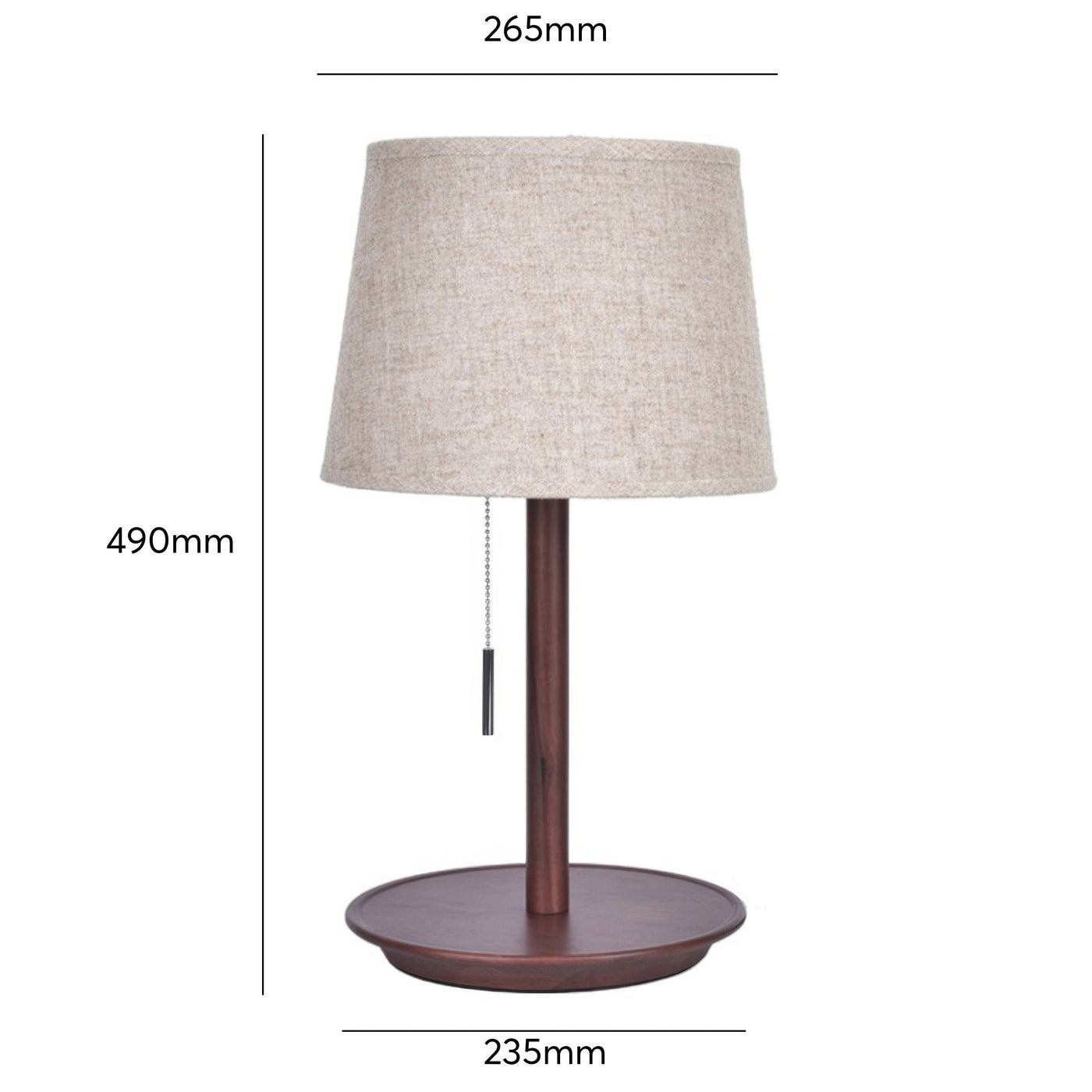 Gentle Glow Nordic Walnut Lamp – Elegant Wooden Table Light with Fabric Shade (E27, LED)