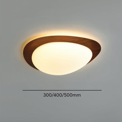 Scandinavian Pebble Wood Grain Ceiling Light – Natural Elegance with Soft LED Glow