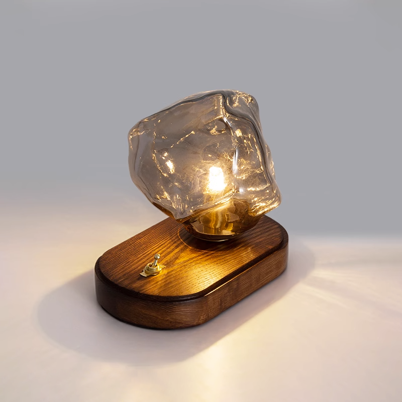 Ice Stone Glass Table Lamp – Elegant & Ambient Lighting for a Sophisticated Home