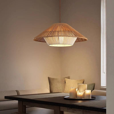Japanese Wicker Pendant Light – Handwoven Zen-Inspired Ceiling Lamp