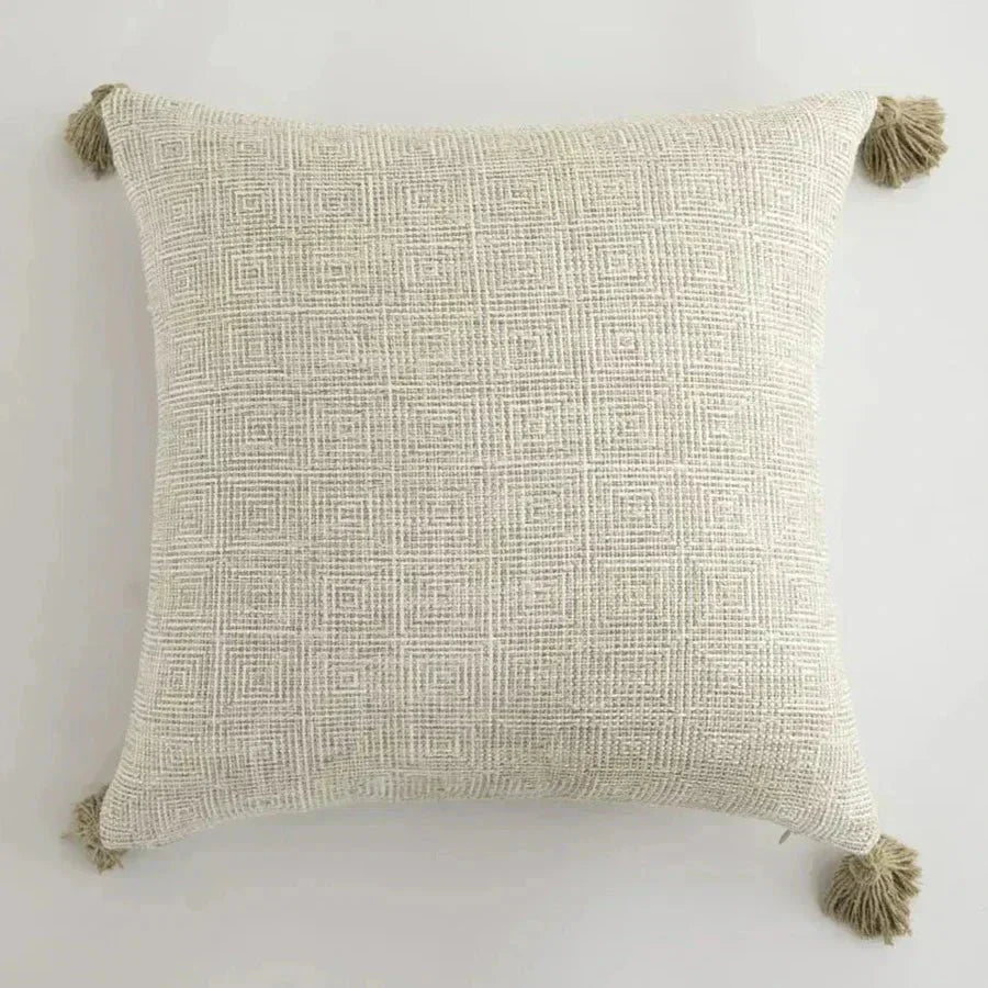 Linen Decorative Cushion Cover with Fringes – Elegant and Cozy Accent for Your Home