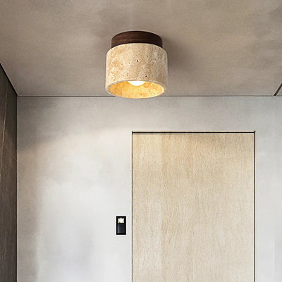 Japanese Cream Style Ceiling Lamp – Minimalist LED Light with Natural Elegance