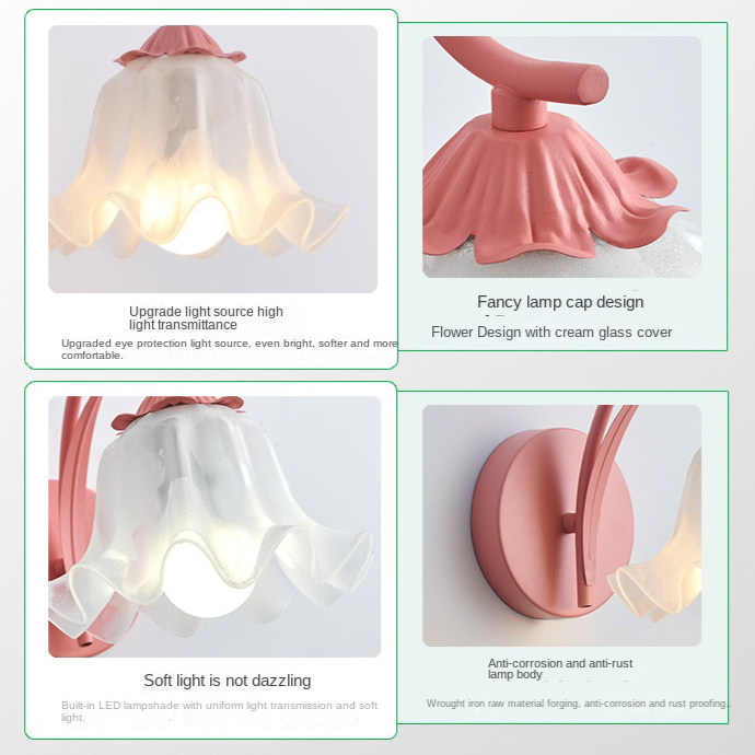 French Retro Garden Flower Wall Lamp – Elegant LED Floral Wall Light (E27, 5W)