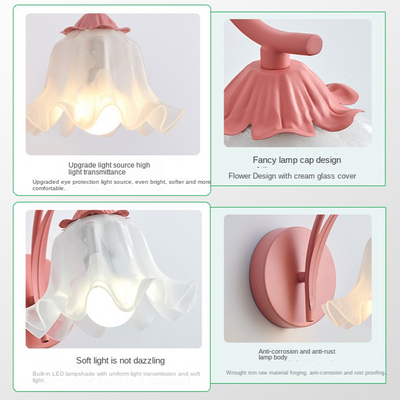 French Retro Garden Flower Wall Lamp – Elegant LED Floral Wall Light (E27, 5W)