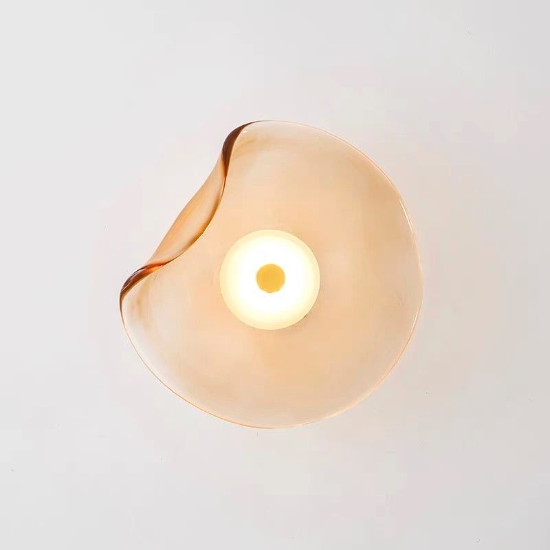 Modern Decorative Wall Light – Amber Smoked Glass & Metal Design