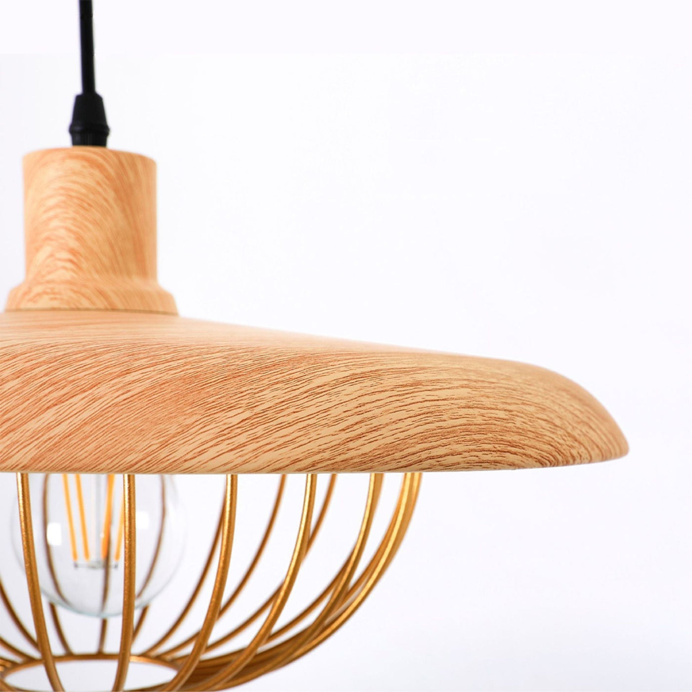 Imitation Wood Grain Pendant Light – Nordic-Style Hanging Lamp for Rustic Interiors