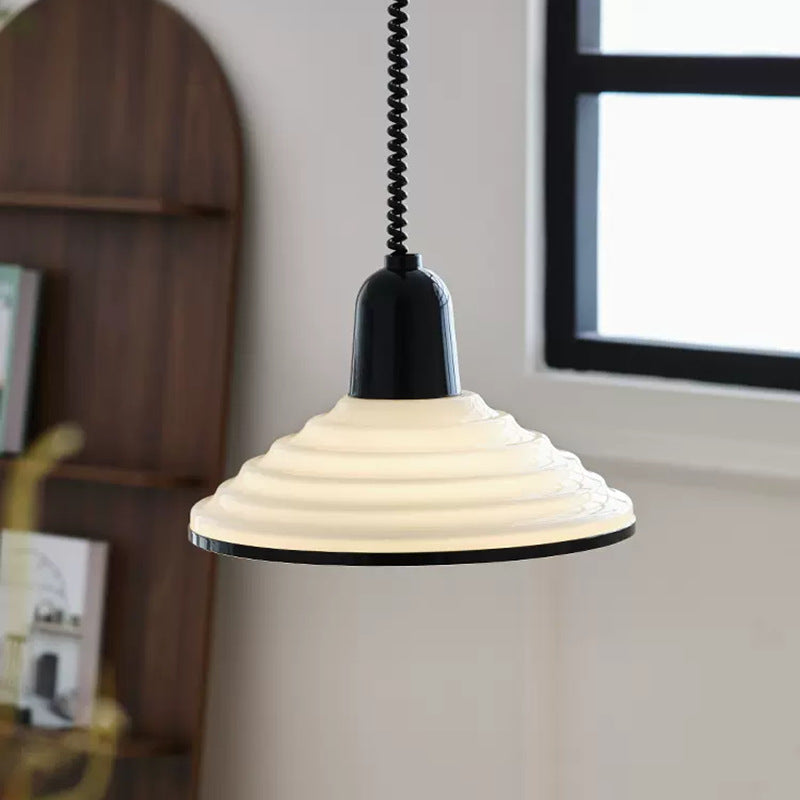 French Cream Wind Glass Pendant Light – Elegant Warm Glow Hanging Lamp (E27)