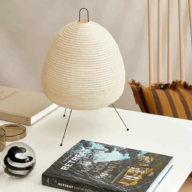 Japanese Rice Paper Table Lamp – Artistic LED Light with Minimalist Elegance
