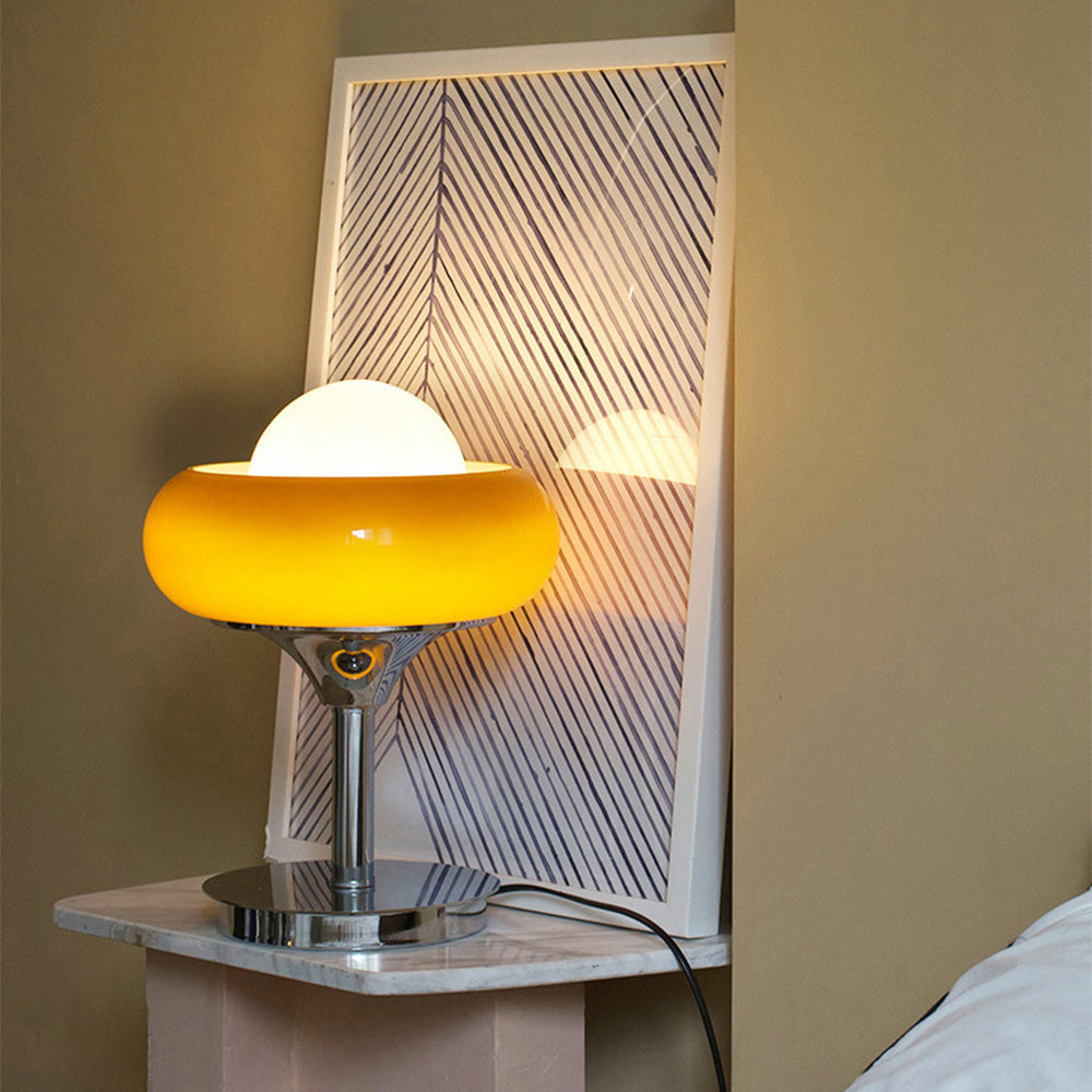 Vintage Bauhaus Glass Table Lamp – Bold Yellow Retro-Inspired Lighting