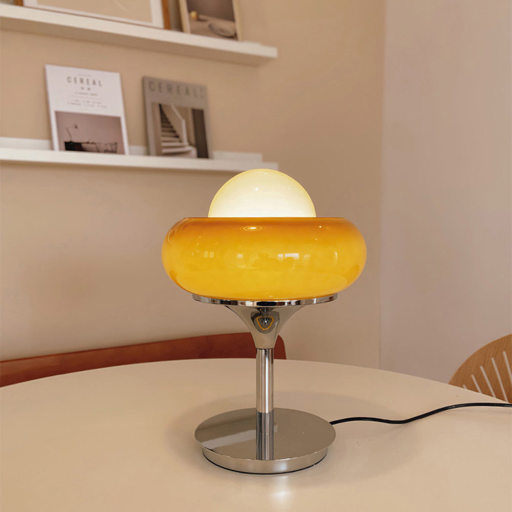 Vintage Bauhaus Glass Table Lamp – Bold Yellow Retro-Inspired Lighting