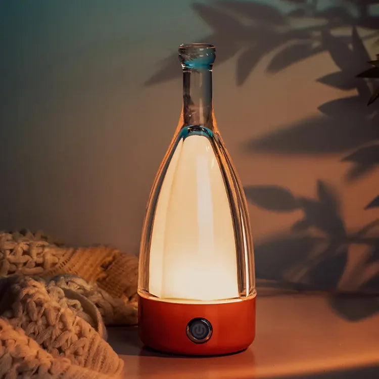 Rechargeable Wine Bottle Night Light – Touch-Control LED Lamp with Dimmable Modes
