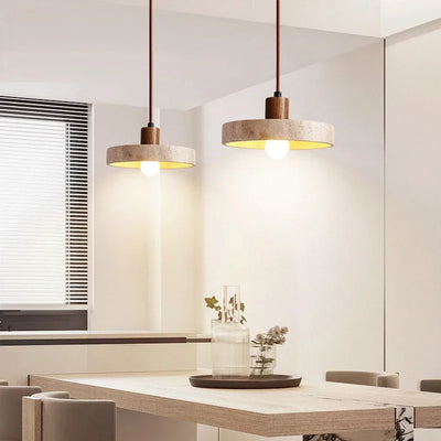 Vintage Wabi-Sabi Stone Pendant Light – Natural Elegance with Warm LED Glow