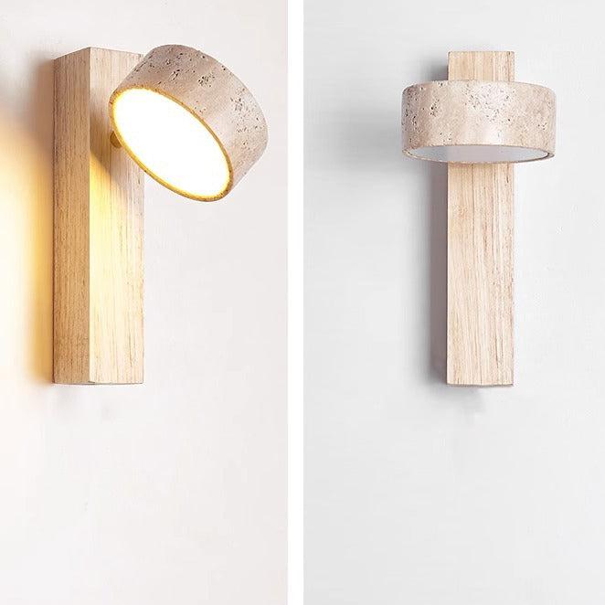 Wabi-Sabi Off-White Travertine Wall Lamp – Minimalist Elegance in Natural Form