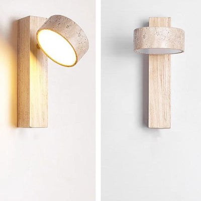 Wabi-Sabi Off-White Travertine Wall Lamp – Minimalist Elegance in Natural Form