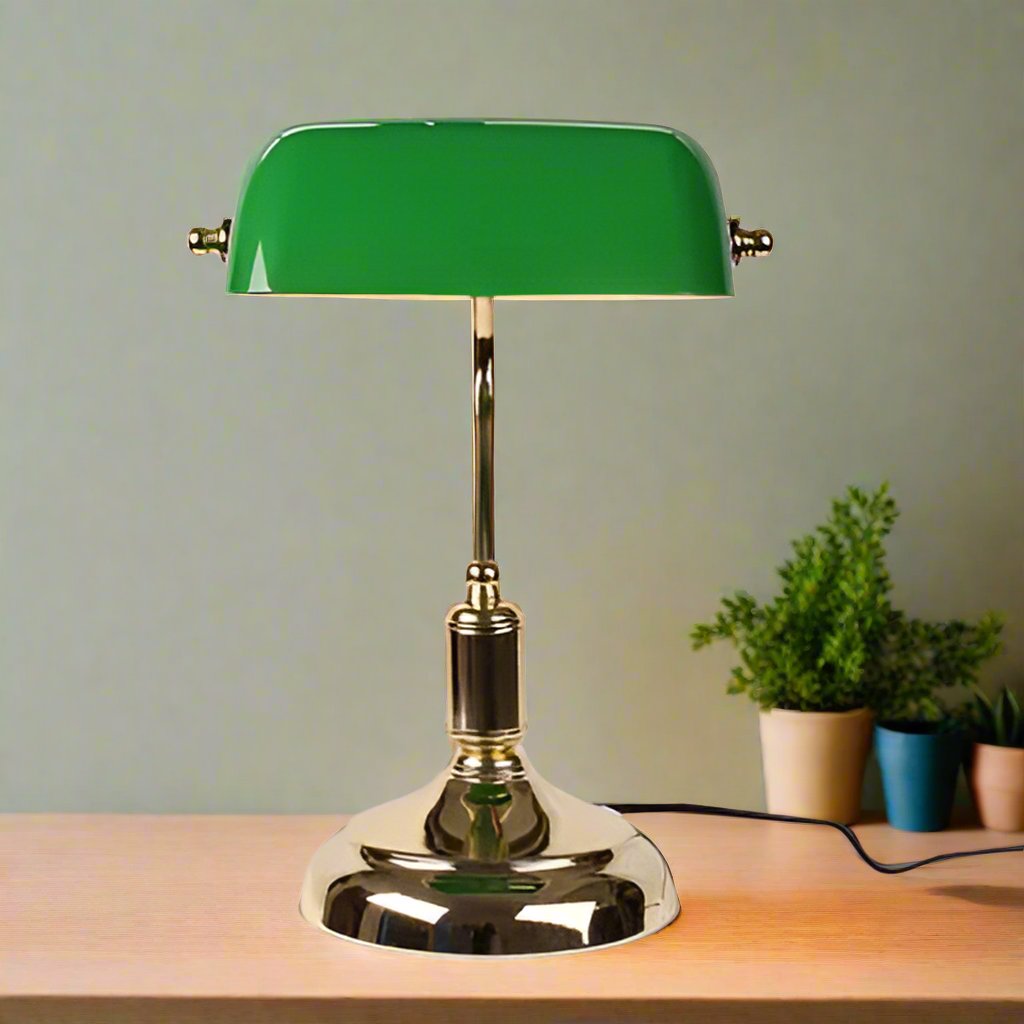 European Glass Table Lamp – Elegant Classic Design with Metal Base (E27, 16-20W)