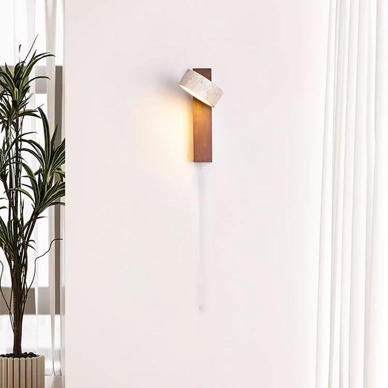 Wabi-Sabi Off-White Travertine Wall Lamp – Minimalist Elegance in Natural Form