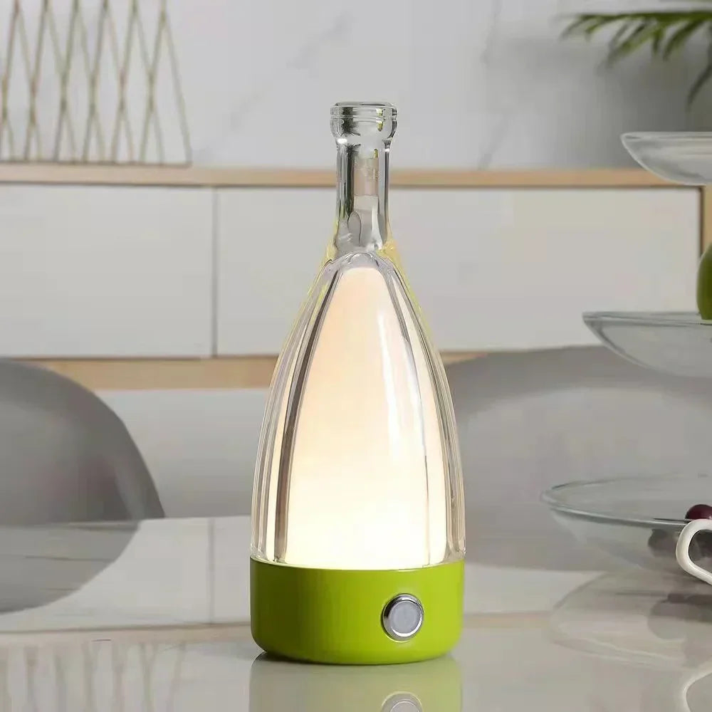 Rechargeable Wine Bottle Night Light – Touch-Control LED Lamp with Dimmable Modes