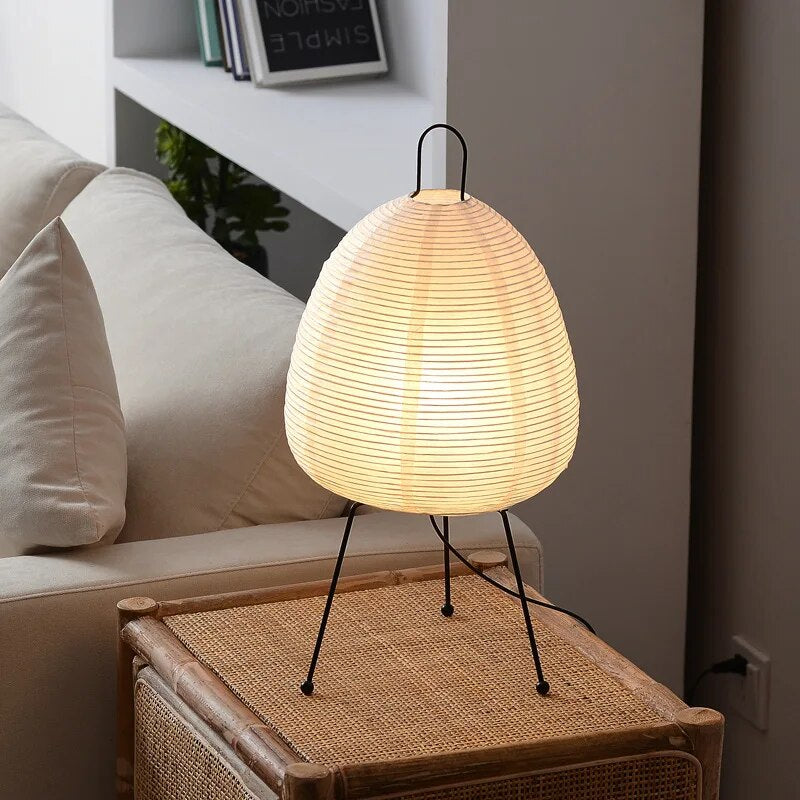 Japanese Rice Paper Table Lamp – Artistic LED Light with Minimalist Elegance
