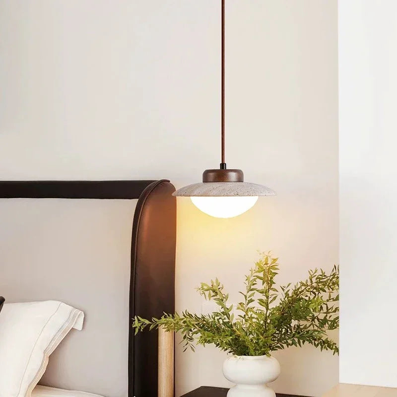 Vintage LED Chandelier – A Timeless Fusion of Stone & Wood