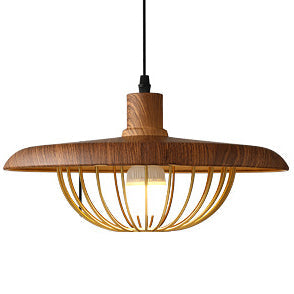 Imitation Wood Grain Pendant Light – Nordic-Style Hanging Lamp for Rustic Interiors